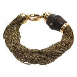 مملوكة مسبقًا Gucci Bamboo and Chains Gold Tone Bracelet