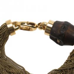 مملوكة مسبقًا Gucci Bamboo and Chains Gold Tone Bracelet