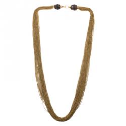 Pre Owned Gucci Bamboo and Chains Gold Tone Long Necklace
