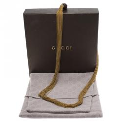 Pre Owned Gucci Bamboo and Chains Gold Tone Long Necklace