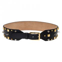 Pre Owned حزام غوتشي جلد أسود مرصع 80 سم