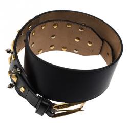 Pre Owned حزام غوتشي جلد أسود مرصع 80 سم