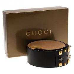 Pre Owned حزام غوتشي جلد أسود مرصع 80 سم