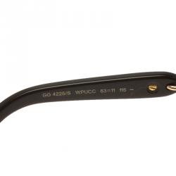 مملوكة مسبقًا نظارة شمسية أفياتورز غوتشي GG 4225/G تشاين لينك معدن ذهب وردي وبني