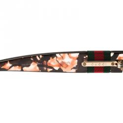 Pre Owned نظارة شمسية غوتشي أوبتيل عدسات عاكسة عنابي مع بنفسجي شفاف سوداء مربعة