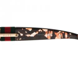 Pre Owned نظارة شمسية غوتشي أوبتيل عدسات عاكسة عنابي مع بنفسجي شفاف سوداء مربعة