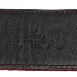 Pre Owned حزام غوتشي بأبزيم GG جلد عنابي وويب 95 سم