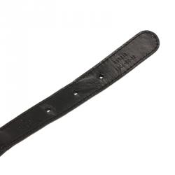 مملوكة مسبقًا Gucci Black Leather and Web Detail Chain Belt 80 CM