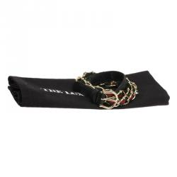 مملوكة مسبقًا Gucci Black Leather and Web Detail Chain Belt 80 CM