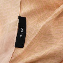 Pre Owned وشاح غوتشي حرير بطبع GG وردي