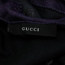 مملوكة مسبقًا وشاح غوتشي مجدول كتل لونية بنفسجي واسود