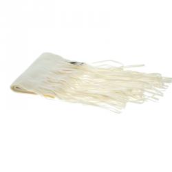 Pre Owned وشاح غوتشي مزين بشراشيب كشمير بيج