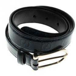 مملوكة مسبقًا Gucci Emerald Green Guccissima Patent Leather Belt 85 CM