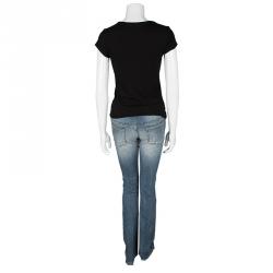 Pre Owned Gucci Blue Light Wash Denim Skinny Fit Flared Bottom Jeans M