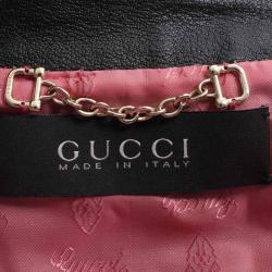 Pre Owned Gucci Black Cropped Leather Jacket S