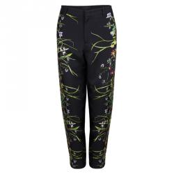 Gucci Black Floral Printed Silk Tailored Pants M