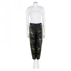 Gucci Black Floral Printed Silk Tailored Pants M