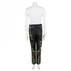 Gucci Black Floral Printed Silk Tailored Pants M