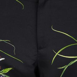 Gucci Black Floral Printed Silk Tailored Pants M