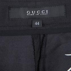 Gucci Black Floral Printed Silk Tailored Pants M