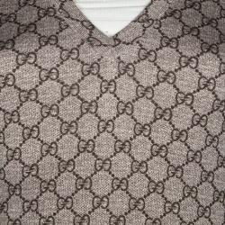 Pre Owned Gucci Brown GG Logo Long Sleeve V Neck Sweater S