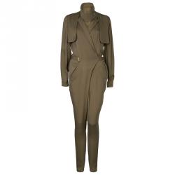 Gucci Olive Green Silk Jumpsuit S