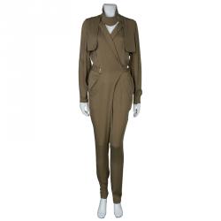 Gucci Olive Green Silk Jumpsuit S