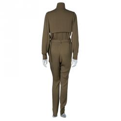 Gucci Olive Green Silk Jumpsuit S