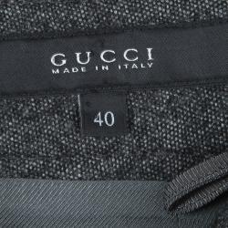 Gucci Grey Wool Gabardine Belted Pencil Skirt S