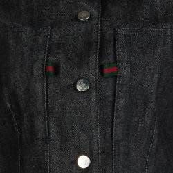 Gucci Black Denim  Button Front Fitted Jacket S