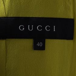 Pre Owned Gucci Textured Lime Green Belted Overcoat S