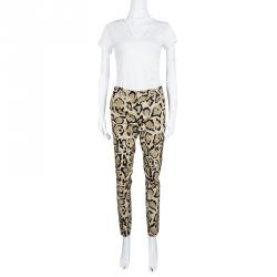 Gucci Brown Animal Printed Silk Trousers S