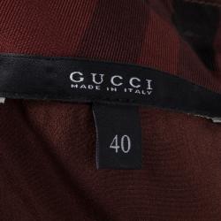 مملوكة مسبقًا Gucci Red Holiday Checked Silk Sleeveless High Neck Top S