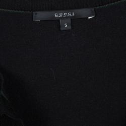 Gucci Black Monogrammed Perforated Knit Button Front Cardigan S