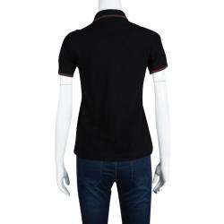 Gucci Black Honeycomb Knit Crest Logo Polo T-Shirt S