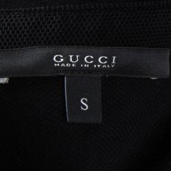 Gucci Black Honeycomb Knit Crest Logo Polo T-Shirt S