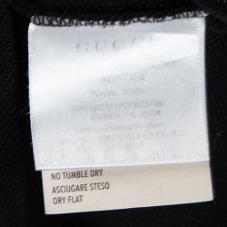 Gucci Black Honeycomb Knit Crest Logo Polo T-Shirt S