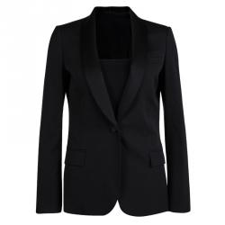 Gucci Black Wool Satin Lapel Detail Blazer M