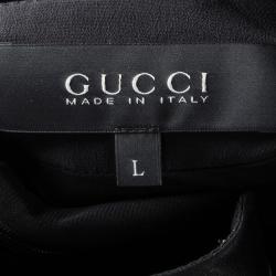 Gucci Black Leather Trim Horsebit Detail Dress L