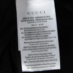 Gucci Black Leather Trim Horsebit Detail Dress L