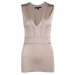 Gucci Pale Pink Perforated Knit Sleeveless Top M