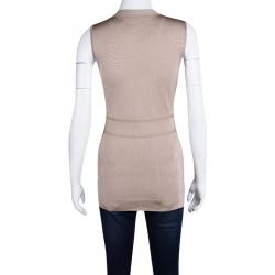Gucci Pale Pink Perforated Knit Sleeveless Top M