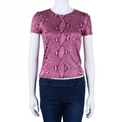 مملوكة مسبقًا Gucci Pink Snake Print Top S