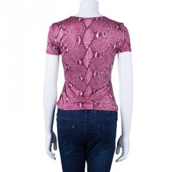 مملوكة مسبقًا Gucci Pink Snake Print Top S