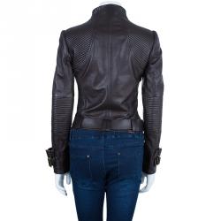 Pre Owned Gucci Brown Leather Jacket S