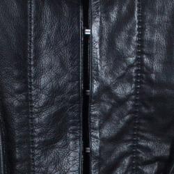 Pre Owned Gucci Black Collarless Leather Jacket M