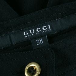 Pre Owned توب غوتشي بأزرار حرير أسود S