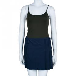 Pre Owned Gucci Navy Blue Pleated Mini Skirt S