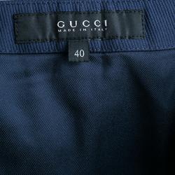Pre Owned Gucci Navy Blue Pleated Mini Skirt S