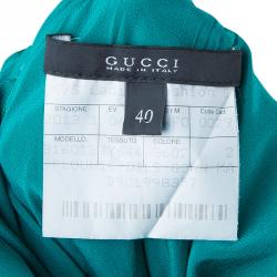 Pre Owned فستان غوتشي تركواز ماكسي بكشكشة S